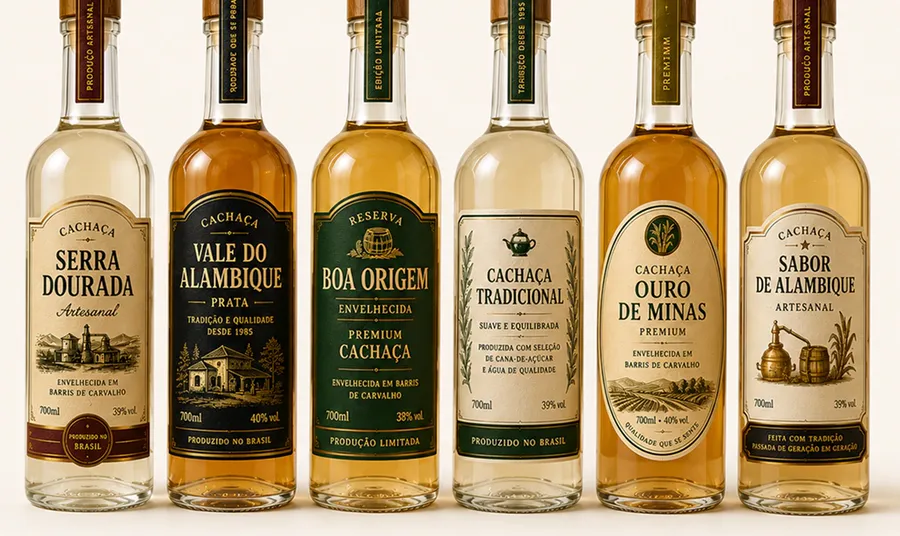 Rótulos personalizados em garrafas de cachaça
