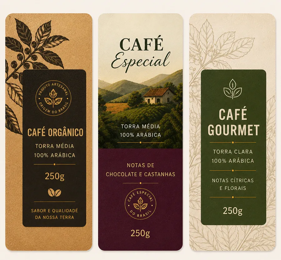 Rótulos personalizados para pacotes de café