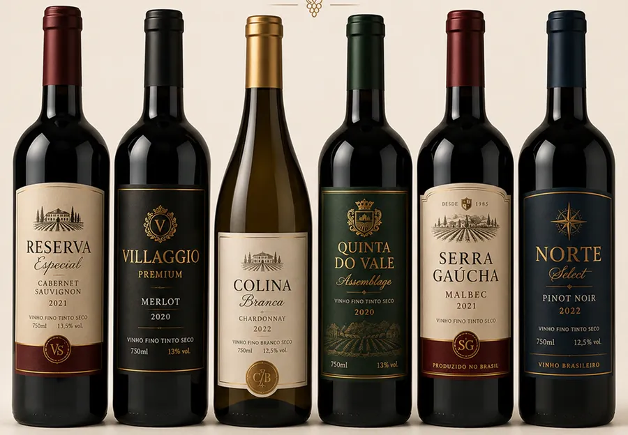 Rótulos personalizados em garrafas de vinho