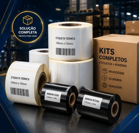 Rolos de etiqueta térmica e ribbons